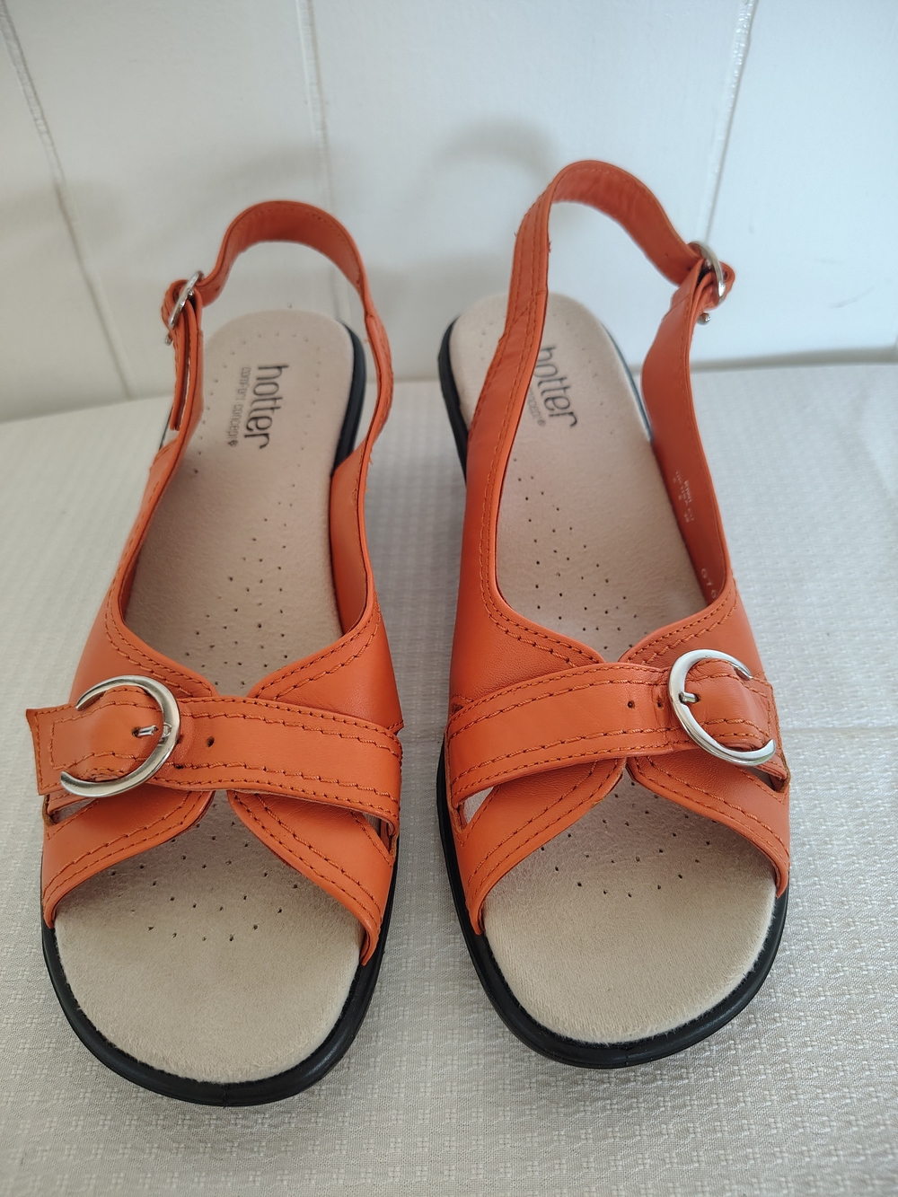 Hotter Orange  Slingback Sandals with Buckle Size 8.